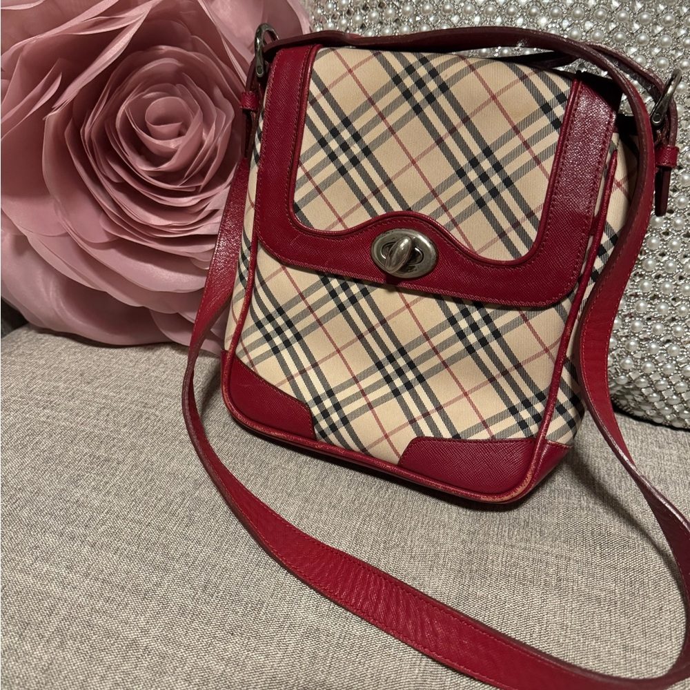 Burberry Red and Tan Crossbody Bag